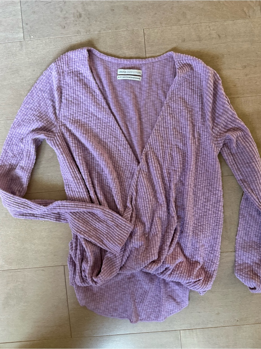 Urban Outfitters Lavender Ribbed Wrap Long Sleeve Top